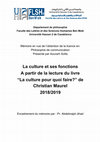 Research paper thumbnail of Lecture dans "La culture et ses fonctions" de Christian Maurel - Sofia Aourarh