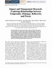 Research paper thumbnail of Impact and Management Research: Exploring Relationships between Temporality, Dialogue, Reflexivity and Praxis