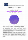 Research paper thumbnail of Call di Iscrizione | Master di I Livello Studi e Politiche di Genere | Università di Roma Tre