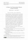 Research paper thumbnail of In Defence of the Phenomenological Objection to Mental Fictionalism