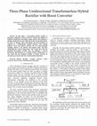 Research paper thumbnail of Three-Phase Unidirectional Transformerless Hybrid Rectifier with Boost Converter