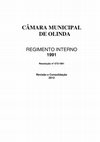 Research paper thumbnail of CÂMARA MUNICIPAL DE OLINDA REGIMENTO INTERNO