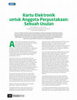 Research paper thumbnail of Kartu elektronik untuk anggota perpustakaan: sebuah usulan