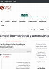 Research paper thumbnail of Orden internacional y Coronavirus. Un decálogo de las Relaciones Internacionales