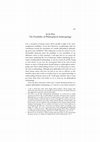 Research paper thumbnail of The Possibility of Philosophical Anthropology