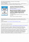 Research paper thumbnail of Journal of Community Practice Monitoring Human Rights of Persons in Police Lockups: Potential Role of Community-Based Organizations