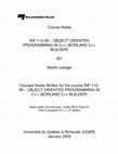 Research paper thumbnail of Object Oriented Programming in C++ (BORLAND C++ BUILDER) (INF-112-99)