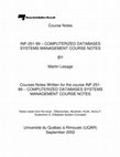 Research paper thumbnail of Computerized Databases Systems Management Course Notes (INF-251-99)