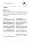 Research paper thumbnail of Relation between Loading Rate and Fracture Velocity on Limestone