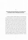 Research paper thumbnail of Chapter 1- Community and Community Praxis: The Complex and Contradictory Nature of Managing Community