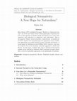 Research paper thumbnail of Biological Normativity: A New Hope for Naturalism?