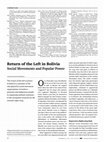 Research paper thumbnail of EPW Article Return of the Left in Bolivia