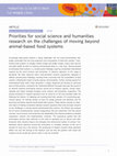 Research paper thumbnail of Priorities for social science and humanities research on the challenges of moving beyond animal-based food systems