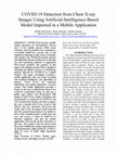 Research paper thumbnail of COVID 19 Detection from Chest X-ray Images Using Artificial-Intelligence-Based Model Imported in a Mobile Application