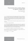 Research paper thumbnail of Financiamiento de los partidos políticos en Argentina: Modelo 2012