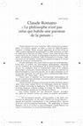 Research paper thumbnail of « Le philosophe n’est pas celui qui habite une paroisse de la pensée »