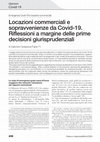 Research paper thumbnail of Locazioni commerciali e sopravvenienze da Covid-19. Riflessioni a margine delle prime decisioni giurisprudenziali