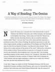 Research paper thumbnail of Daniel Boyarin, “A Way of Reading: The Genius [In Memory of Professor Saul Lieberman],” Tablet Magazine (24 March 2021)