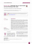 Research paper thumbnail of Relationship Between Social Function and Social Well-Being in Older Adults