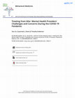 Research paper thumbnail of Treating from Afar: Mental Health Providers' Challenges and Concerns During the COVID-19 Pandemic