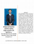 Research paper thumbnail of PERCEPTIONS AFFECTING EQUALITY IN KENYA: DO THE RICH HAVE MORE RIGHTS THAN THE POOR IN KENYA?