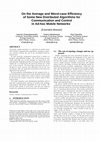 Research paper thumbnail of On the Average and Worst-case Efficiency of Some New Distributed Communication and Control Algorithms for Ad-hoc Mobile Networks