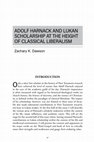 Research paper thumbnail of Adolf Harnack and Lukan Scholarship at the Height of Classical Liberalism [Pre-published version]