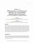 Research paper thumbnail of Effectiveness of Reference Models for Knowledge Organization Systems: A Cross-Analysis of Requirements