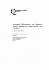 Research paper thumbnail of Automatic differentiation and sensitivity analysis methods for computational fluid dynamics