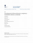 Research paper thumbnail of Development of advanced practice competency standards for dietetics in Australia