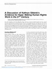 Research paper thumbnail of A Discussion of Kathryn Sikkink's Evidence for Hope: Making Human Rights Work in the 21st Century