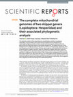 Research paper thumbnail of The complete mitochondrial genomes of two skipper genera (Lepidoptera: Hesperiidae) and their associated phylogenetic analysis