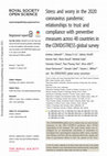 Research paper thumbnail of Stress and worry in the 2020 coronavirus pandemic: relationships to trust and compliance with preventive measures across 48 countries in the COVIDiSTRESS global survey