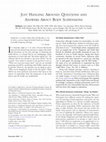 Research paper thumbnail of Just hanging around: questions and answers about body suspensions