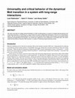 Research paper thumbnail of Universality and critical behavior of the dynamical Mott transition in a system with long-range interactions