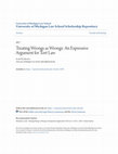 Research paper thumbnail of Treating Wrongs as Wrongs: An Expressive Argument for Tort Law