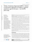 Research paper thumbnail of Validity of physician-diagnosed COPD in relation to spirometric definitions of COPD in a general population aged 50-64 years - the SCAPIS pilot study