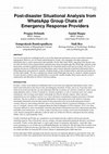 Research paper thumbnail of Post-disaster Situational Analysis from WhatsApp Group Chats of Emergency Response Providers