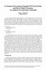 Research paper thumbnail of L 2 Sentence Processing of Spanish OVS Word Order and Direct Object Pronouns : An Analysis of Contextual Constraints