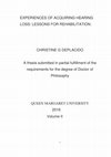 Research paper thumbnail of Experiences of acquiring hearing loss: Lessons for rehabilitation