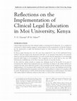 Research paper thumbnail of Reflections on the Implementation of Clinical Legal Education in Moi University, Kenya