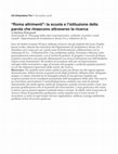 Research paper thumbnail of "Roma altrimenti": la scuola e l'istituzione della parola che rinascono attraverso la ricerca