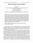 Research paper thumbnail of Quality in Teaching: A review of literature