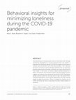 Research paper thumbnail of Behavioral insights for minimizing loneliness during the COVID-19 pandemic