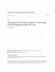 Research paper thumbnail of Transparency is the New Opacity: Constructing Financial Regulation After the Crisis