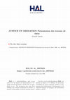 Research paper thumbnail of JUSTICE ET MEDIATION Présentation des travaux de thèse