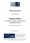 Research paper thumbnail of Leaving matters: The nature, evolution and effects of emigration policies