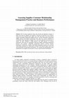 Research paper thumbnail of Assessing Supplier-Customer Relationship Management Practice and Business Performance