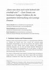 Research paper thumbnail of Kann man denn auch nicht lachend sehr ernsthaft sein?" - Zum Einsatz von Sentiment Analyse-Verfahren für die quantitative Untersuchung von Lessings Dramen