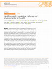 Research paper thumbnail of Healthy publics: enabling cultures and environments for health